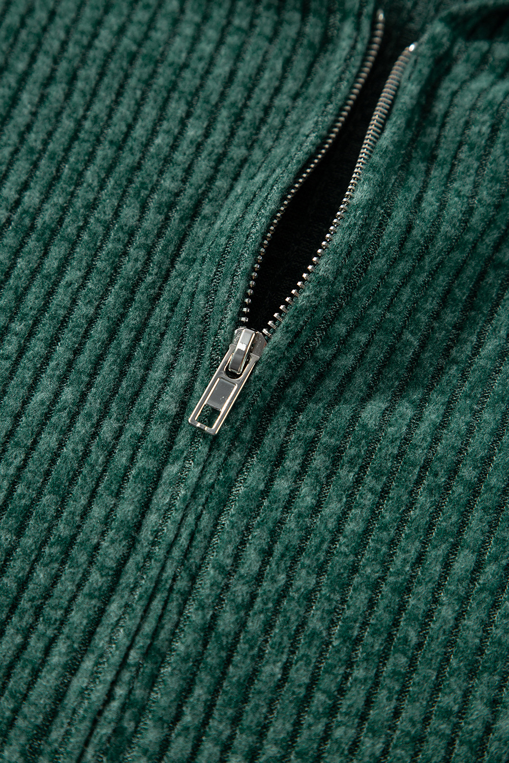 Dark Grey Ribbed Zip Up Front Drawstring Hoodie