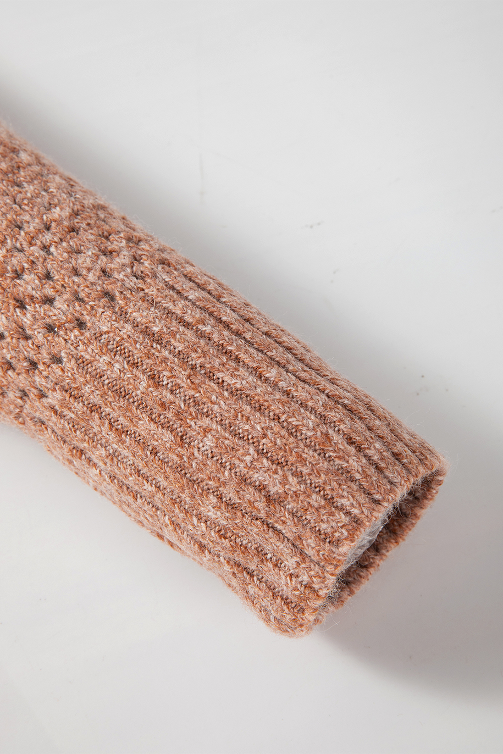 Parchment Loose Eyelet V Neck Drop Shoulder Sweater