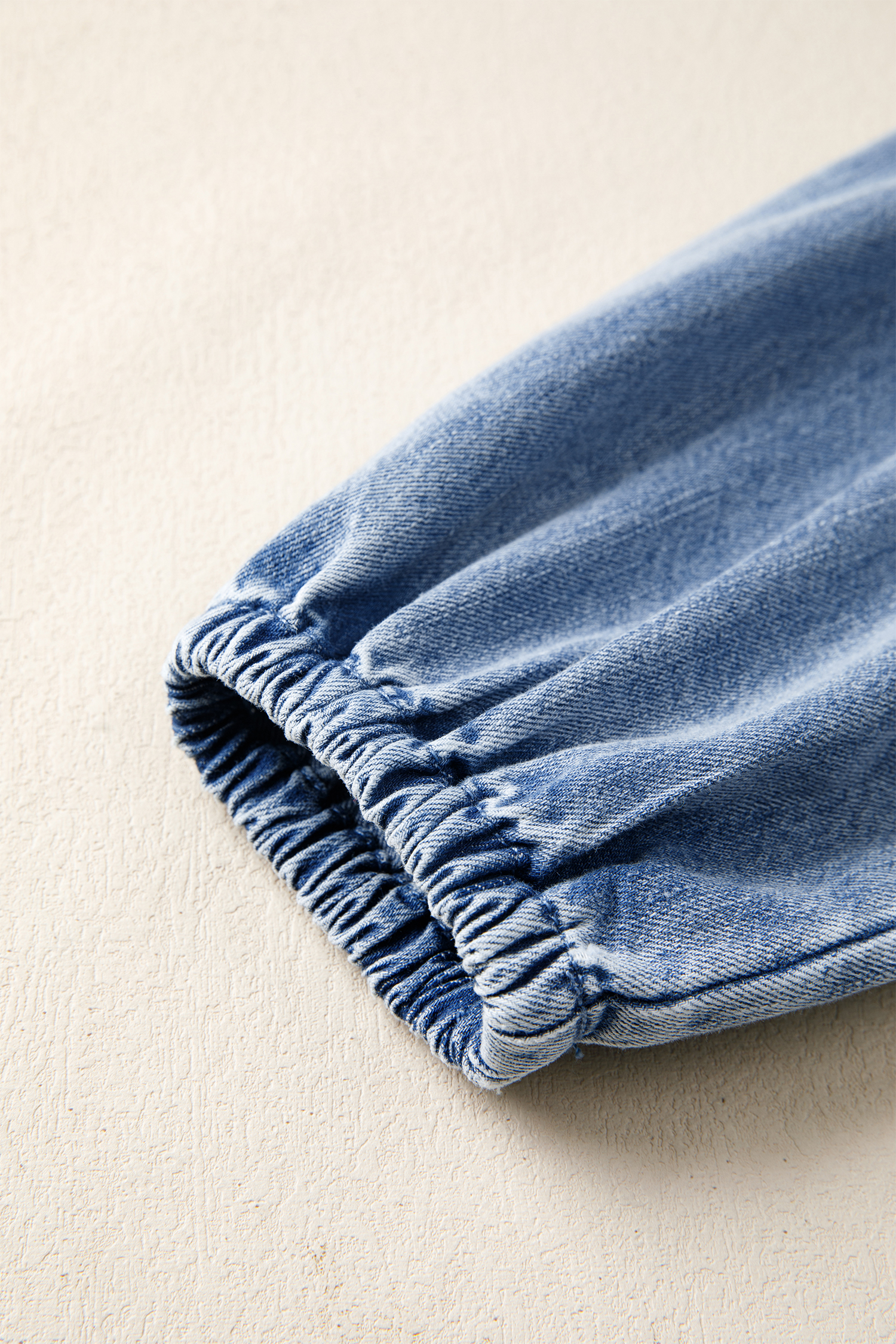 Myosotis Puff Sleeve V Neck Ruffled Loose Denim Mini Dress