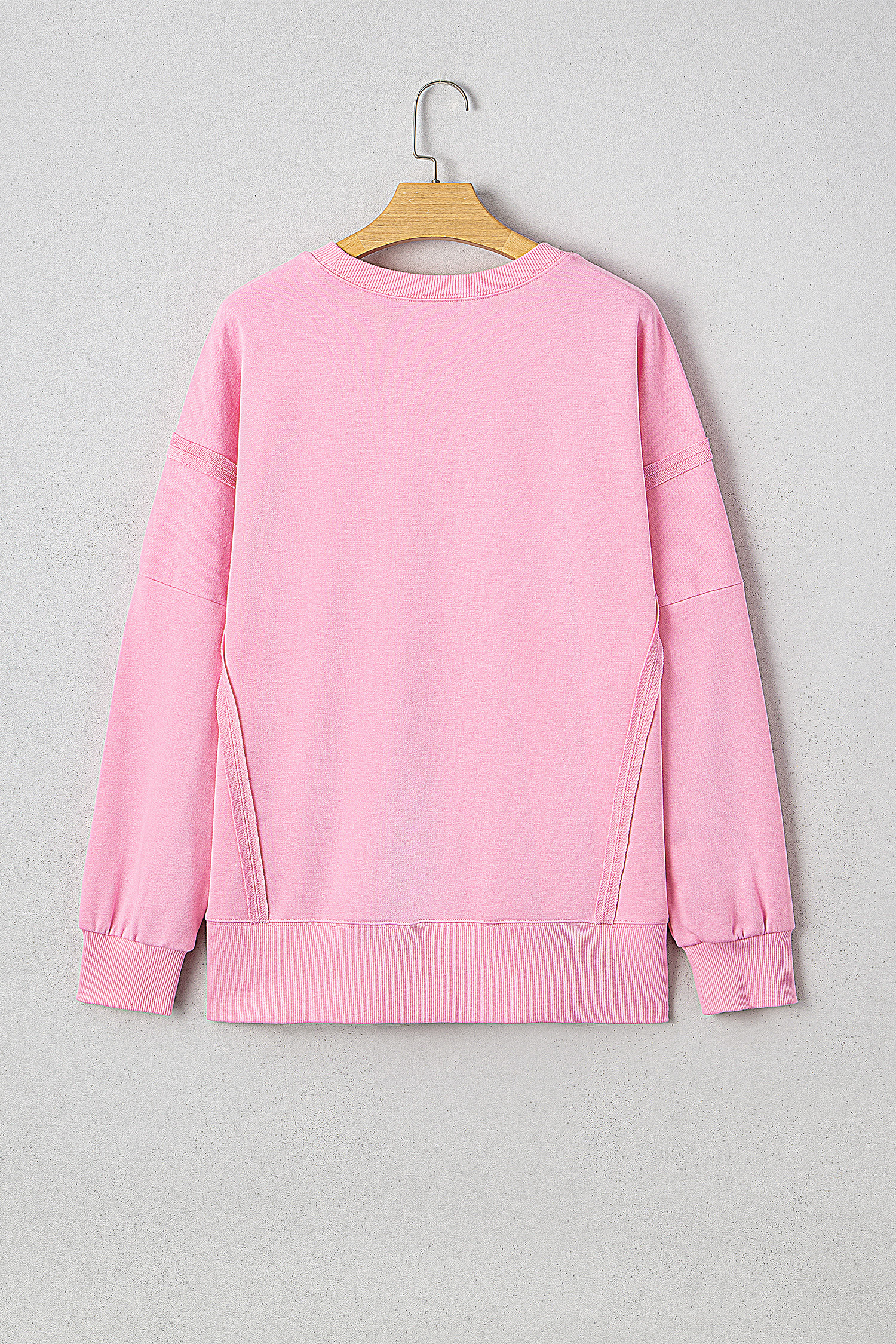 White Bow Sequin XOXO Letter Graphic Exposed Seam Baggy Sweatshirt
