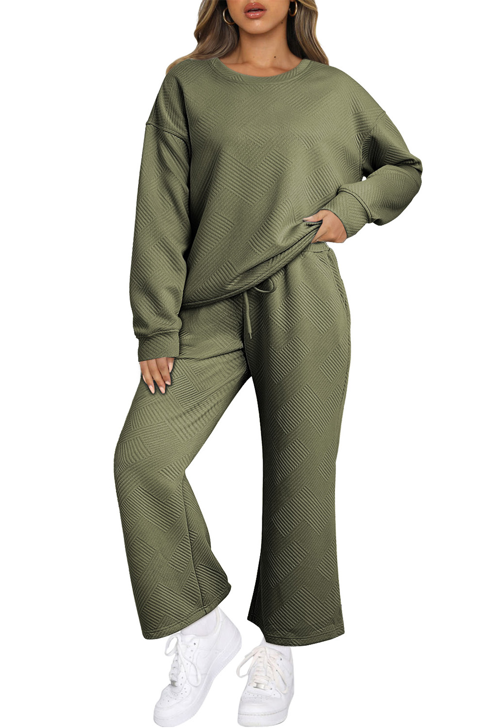 Red Dahlia Ultra Loose Textured 2pcs Slouchy Outfit