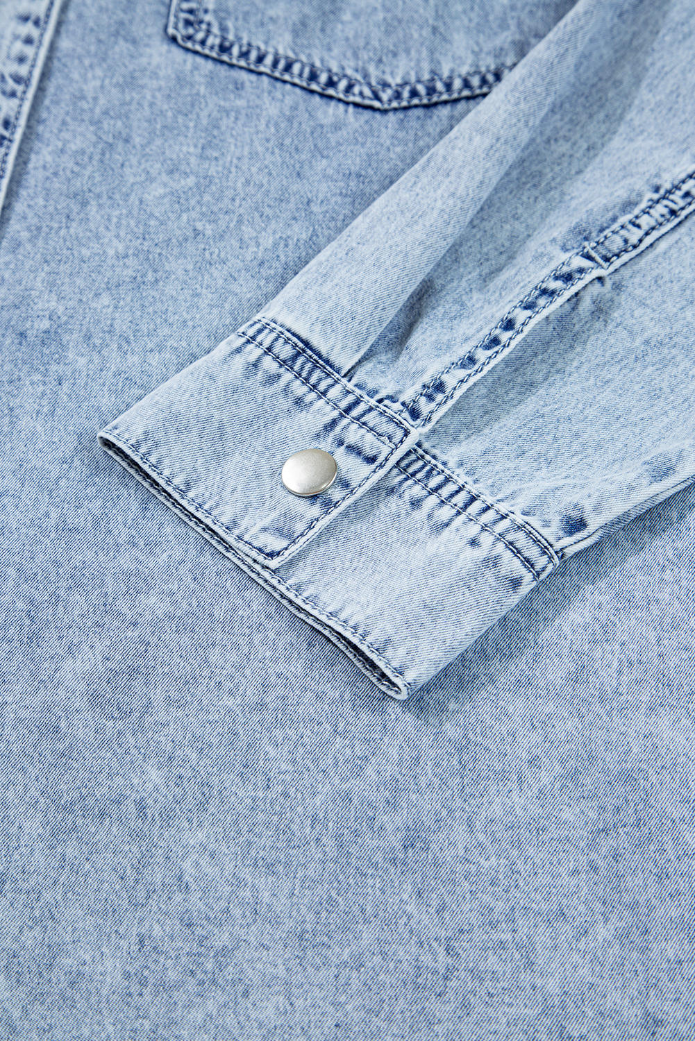 Blue Beau Chest Pocket Raw Hem Denim Loose Shirt Dress
