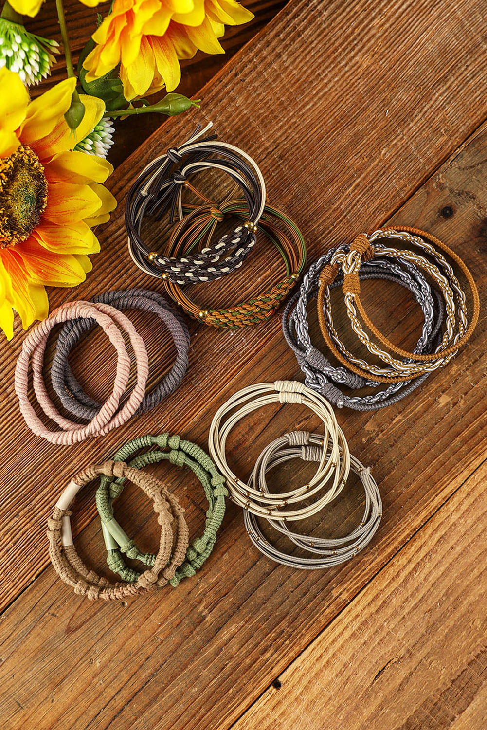 Pink Multicolour 20pcs Boho Knotted Hair Ties