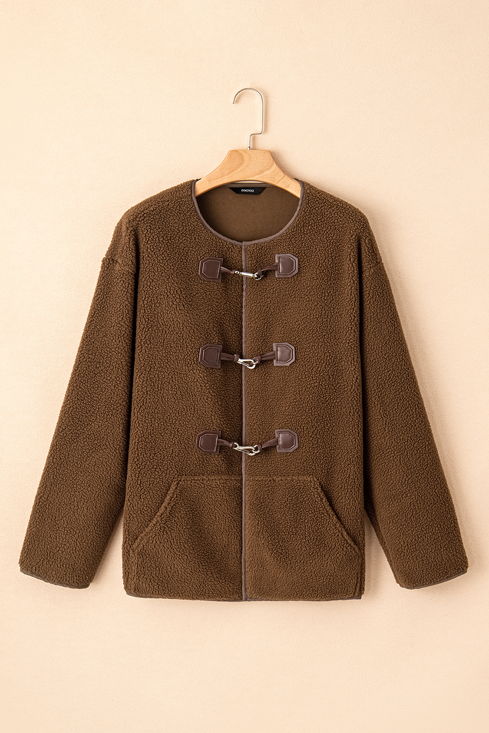 Apricot Toggle Button Teddy Coat