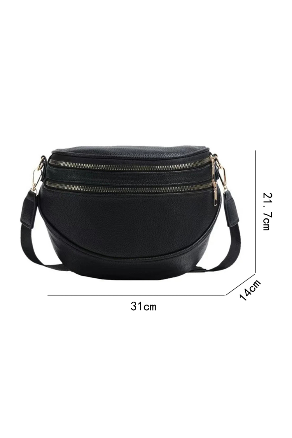 Cinnamon Double Zip Faux Leather Crossbody Bag