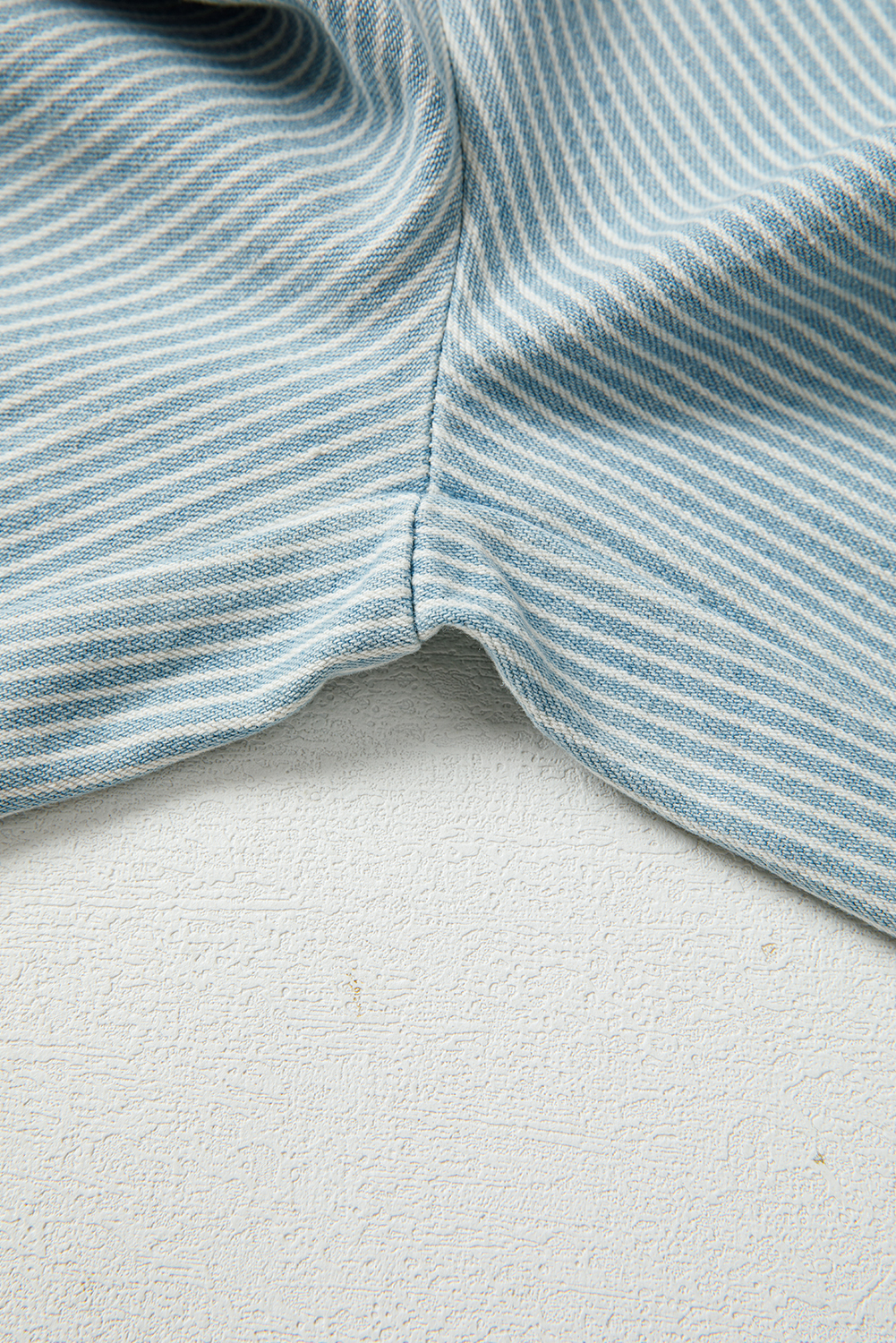 Sky Blue Stripe Mid Rise Drawstring Waist Jeans