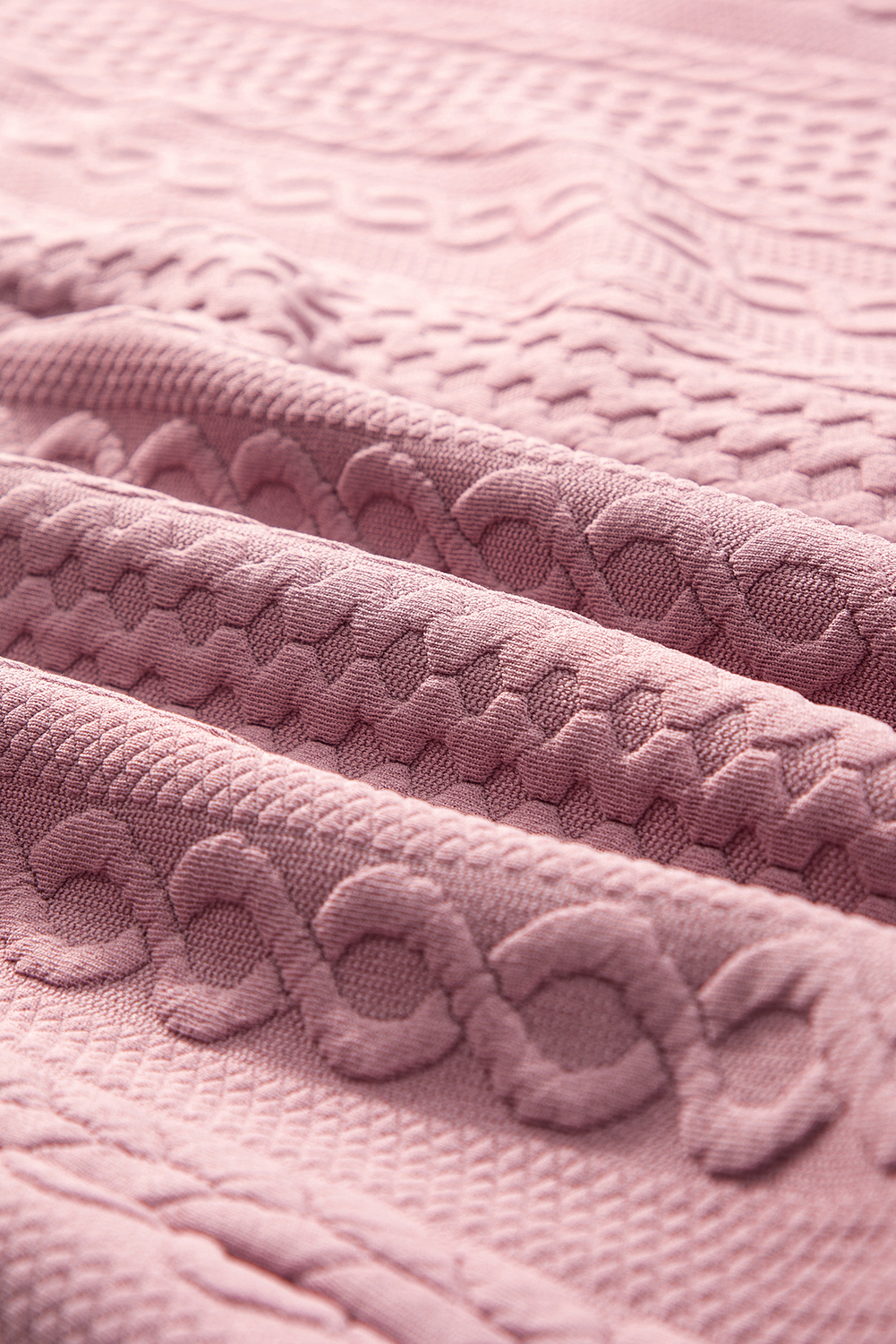 Sepia Rose Cable Texture Puff Sleeve Loose Shacket