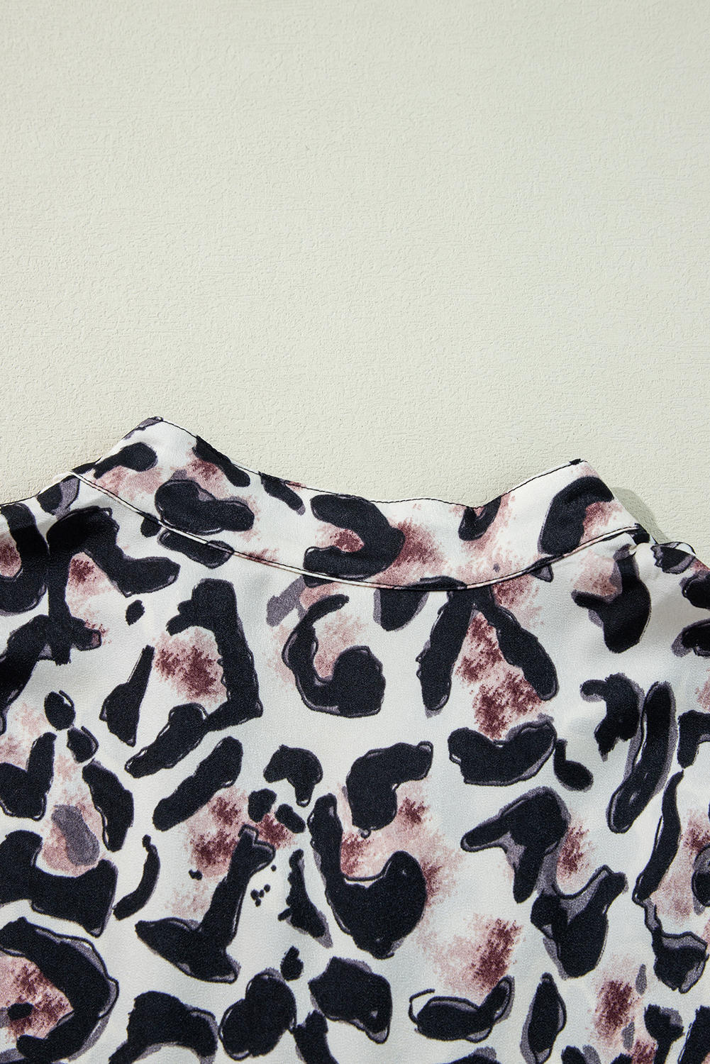 Khaki Leopard Print Buttoned Front 3/4 Sleeve Tiered Ruffled Hem Dress