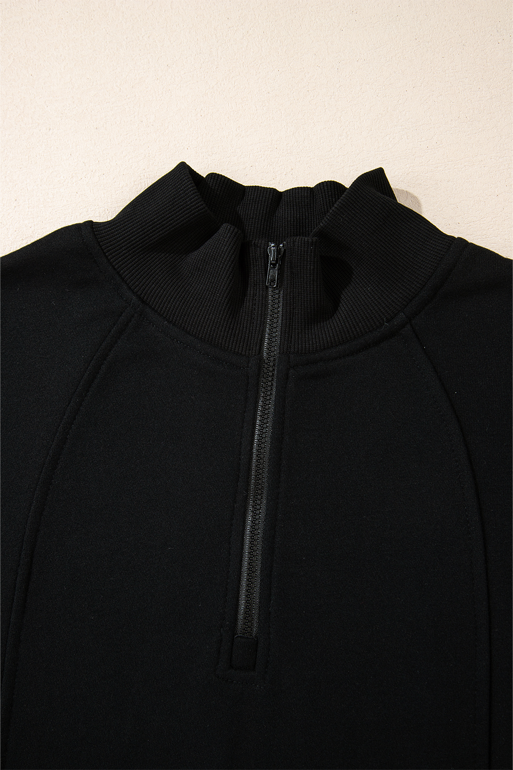 Fushia Zipped Neck Pullover Drop Shoulder Sweatshirt