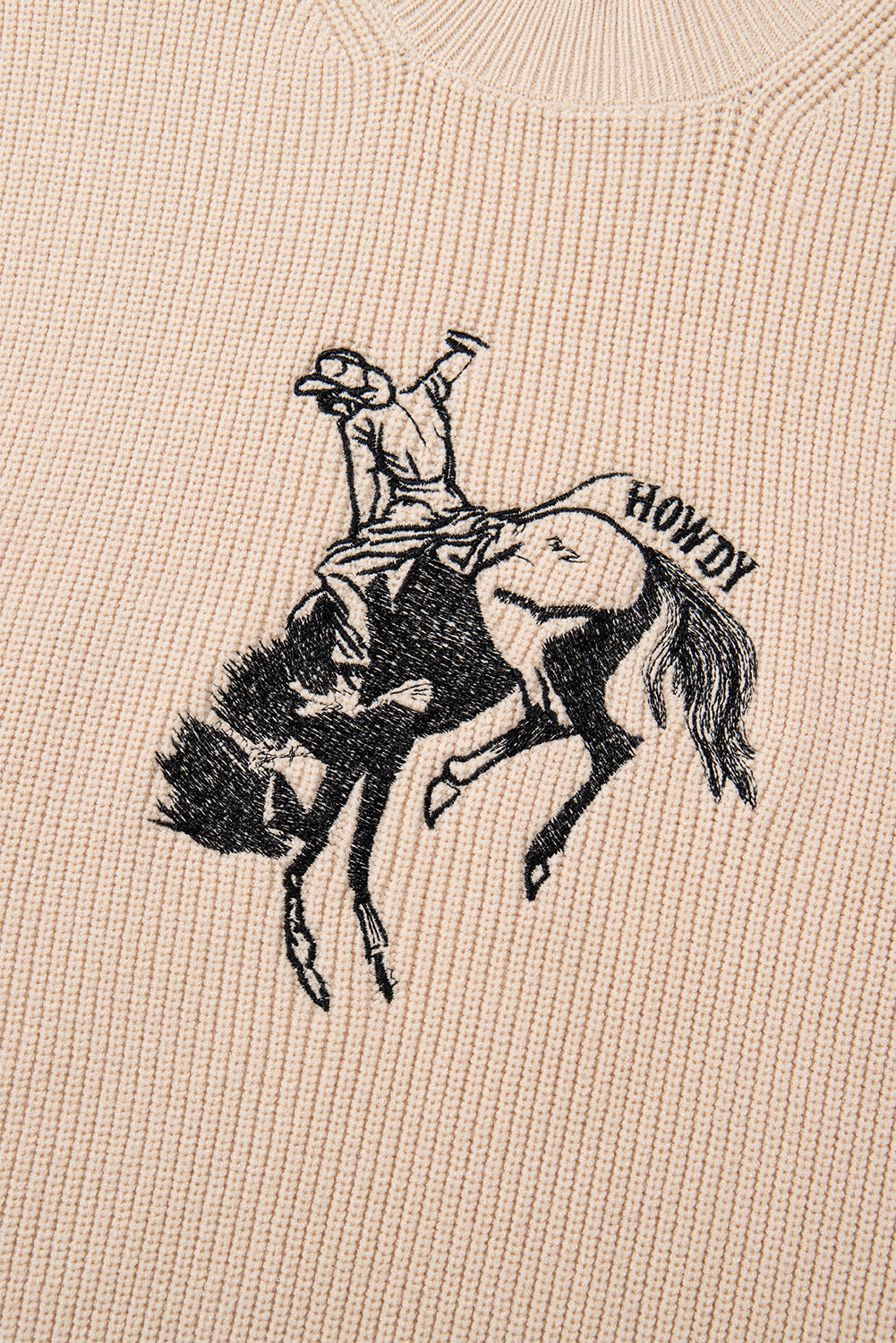 Black Western Cowboy Embroidery Round Neck Sleeveless Sweater