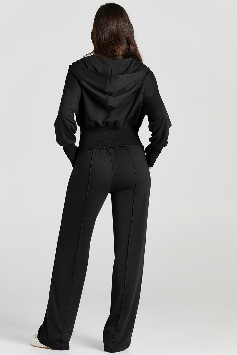 Gray Double Zipper Hooded Jacket and Sweatpants Active Set