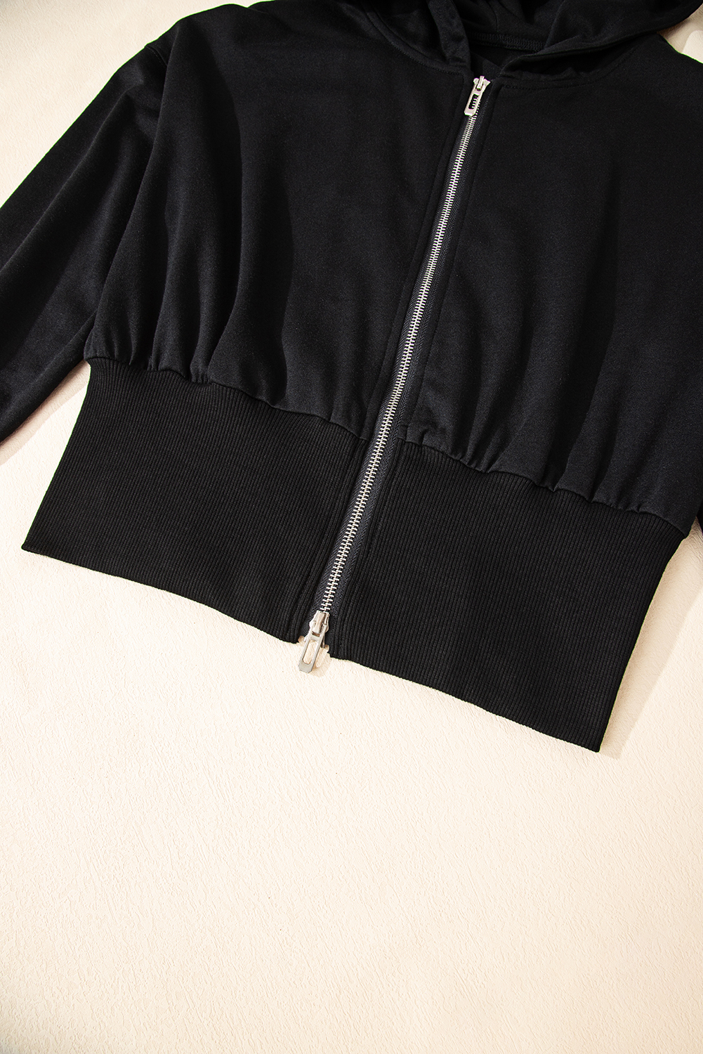 Gray Double Zipper Hooded Jacket and Sweatpants Active Set