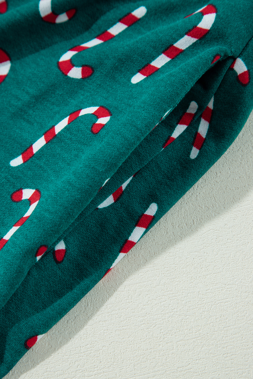 Green Christmas Candy Cane Printed Top and Pants Lounge Set