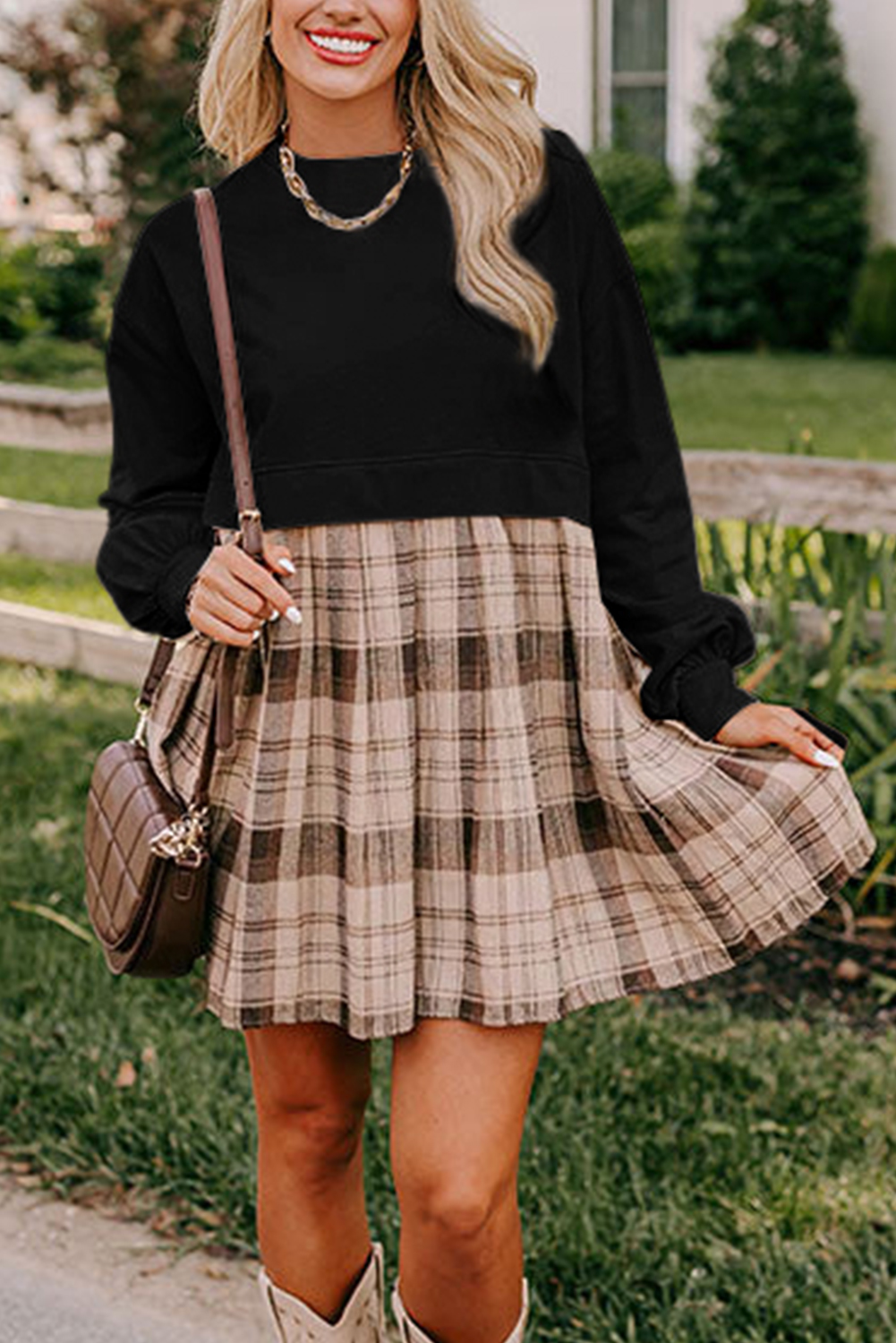 Pale Khaki Sweatshirt Poplin Mini Dress