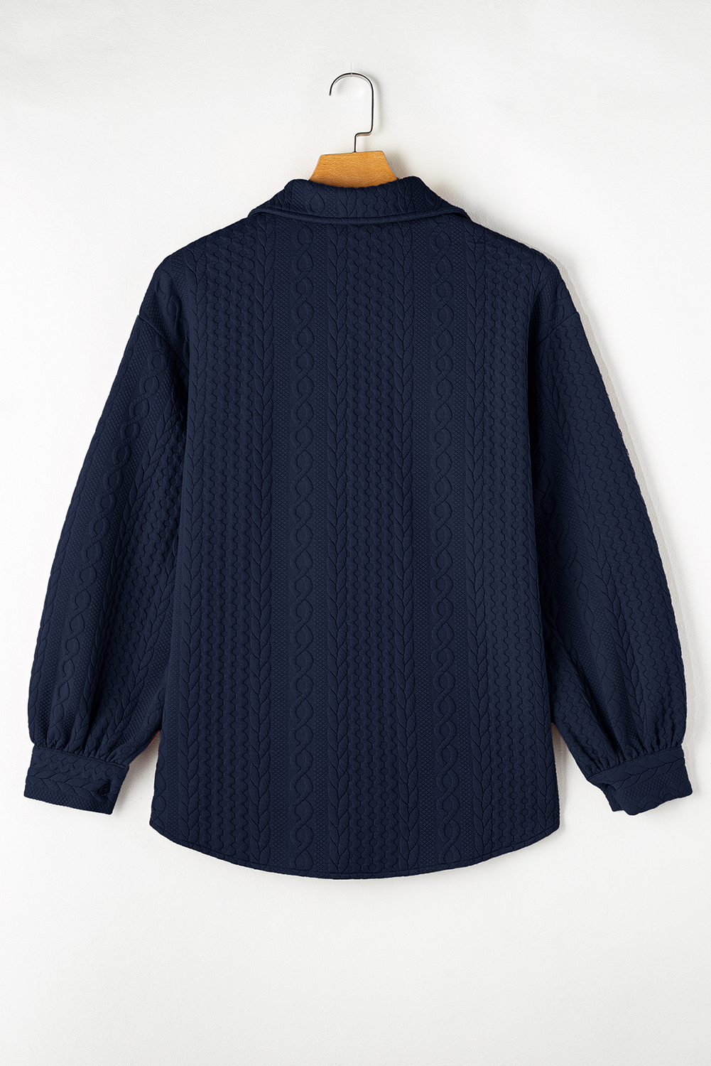 Sepia Rose Cable Texture Puff Sleeve Loose Shacket