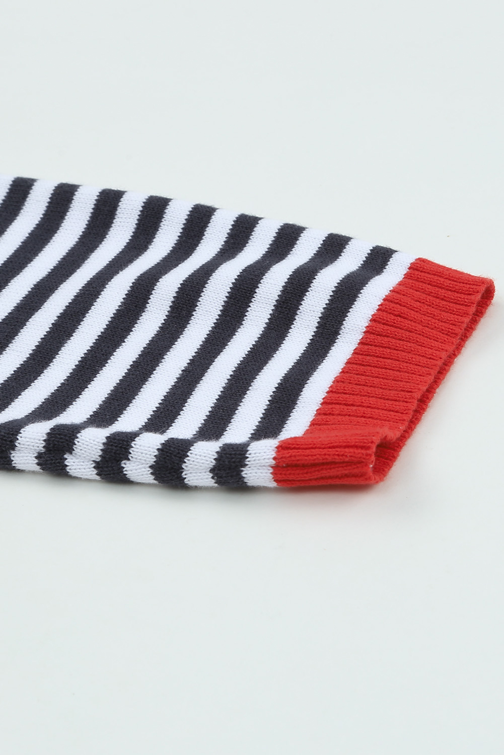Fiery Red Striped Contrast Trimmed Drop Shoulder Sweater