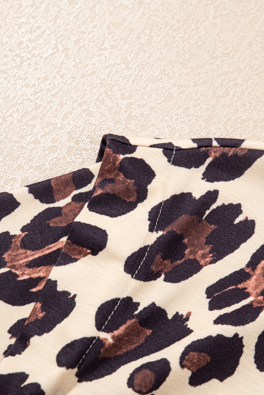 Khaki Cheetah Print Round Neck Loose Fit T Shirt