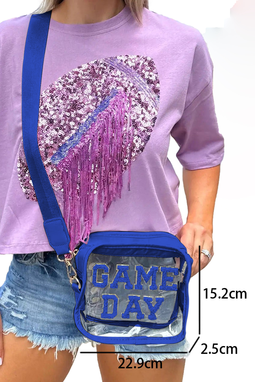 Black GAME DAY Rugby Football Clear Shoulder Bag
