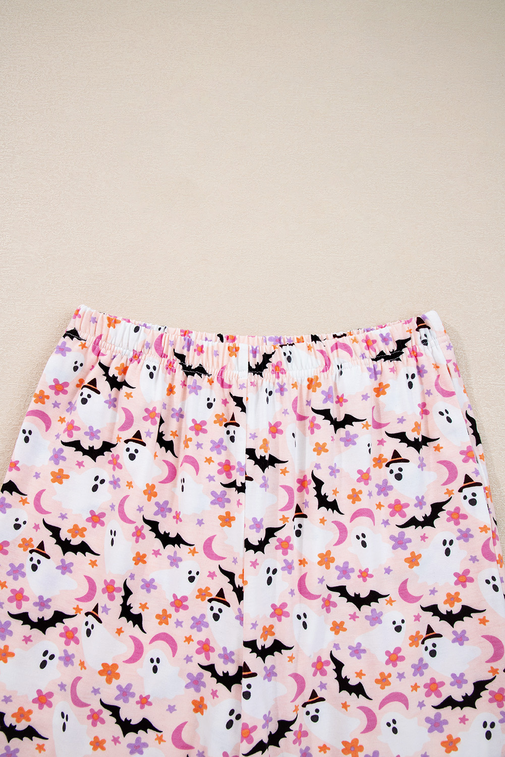 Pink Halloween Eve Haunted Honey Bat Print Pajama Set