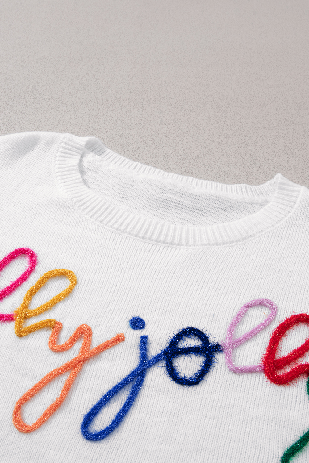 White Merry & Bright Round Neck Casual Sweater