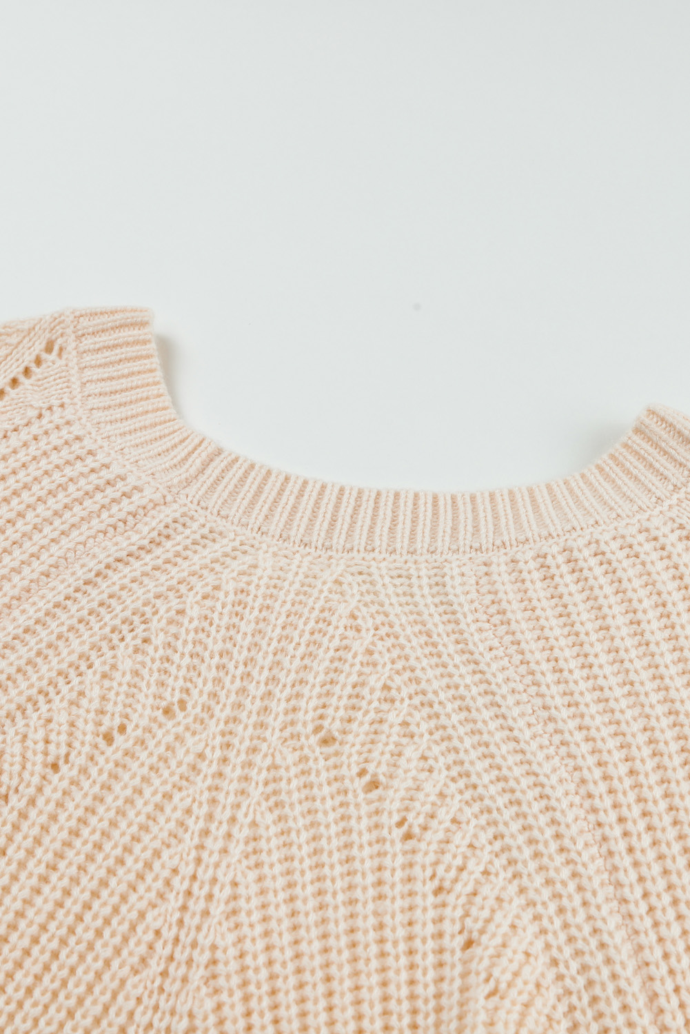 Black Hollow-out Puffy Sleeve Knit Sweater