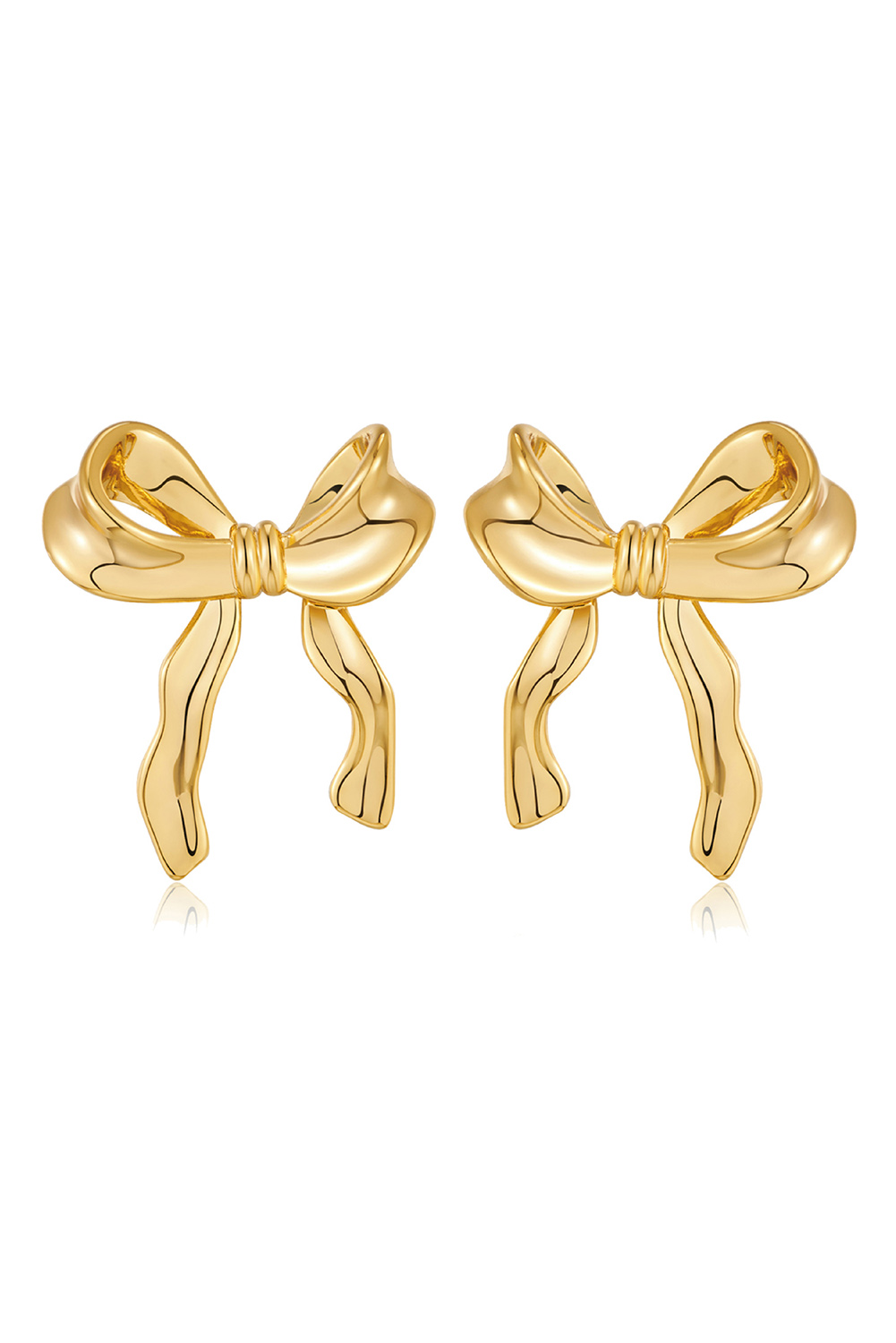 Gold Elegant Bow Design Plated Studded Earrings