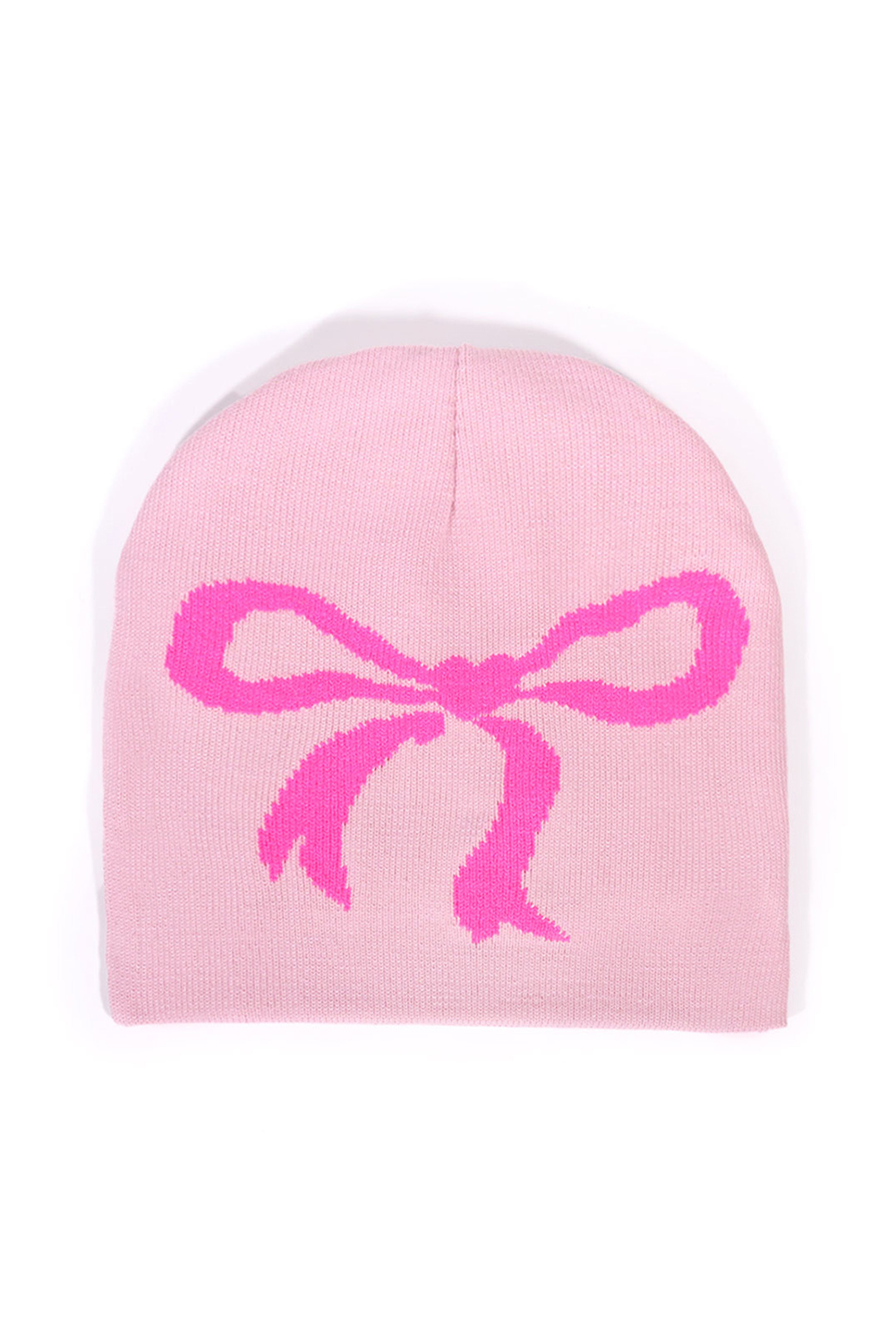 Pink Ribbon Bow Print Soft Knit Beanie