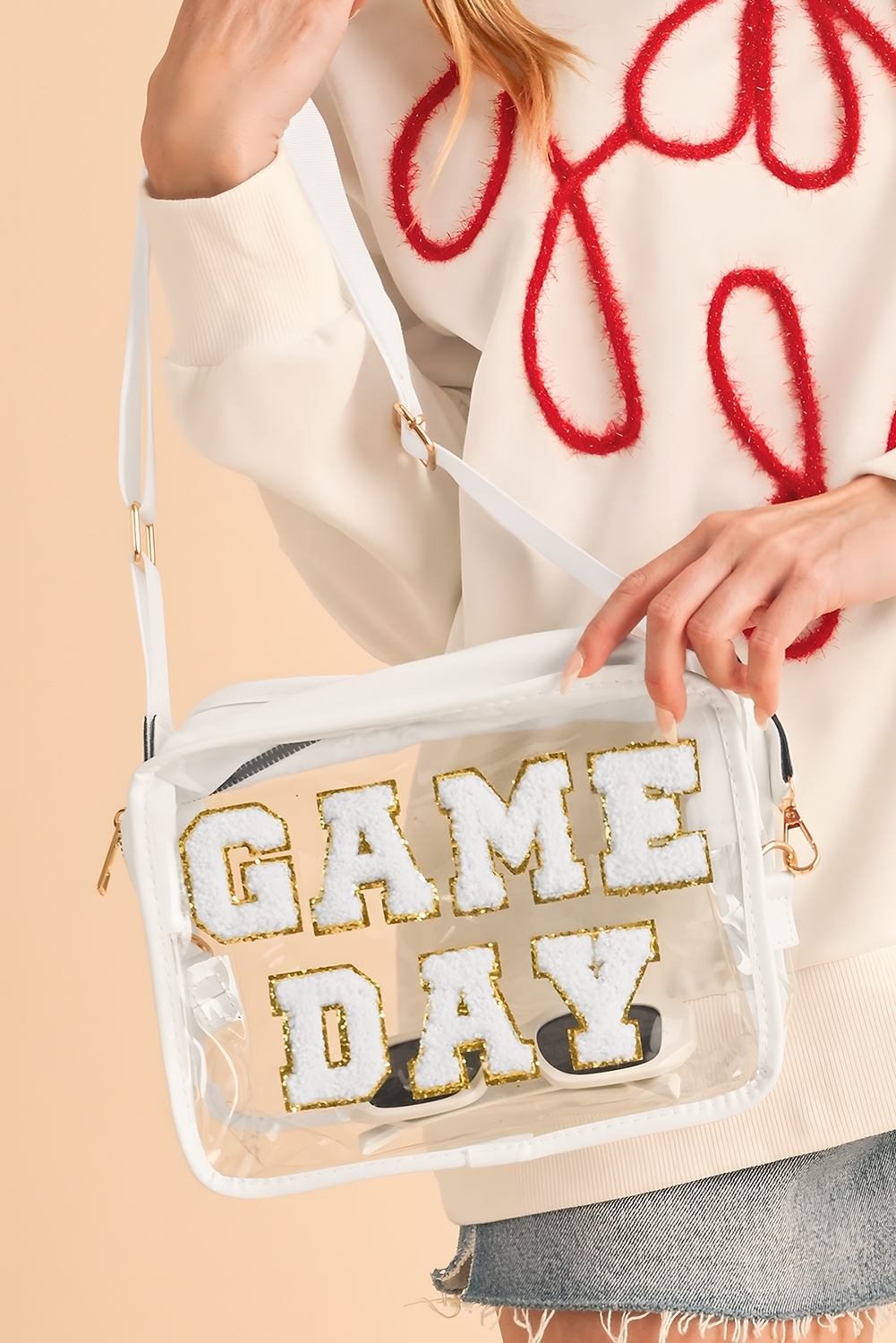 Black GAME DAY Rugby Football Clear Shoulder Bag