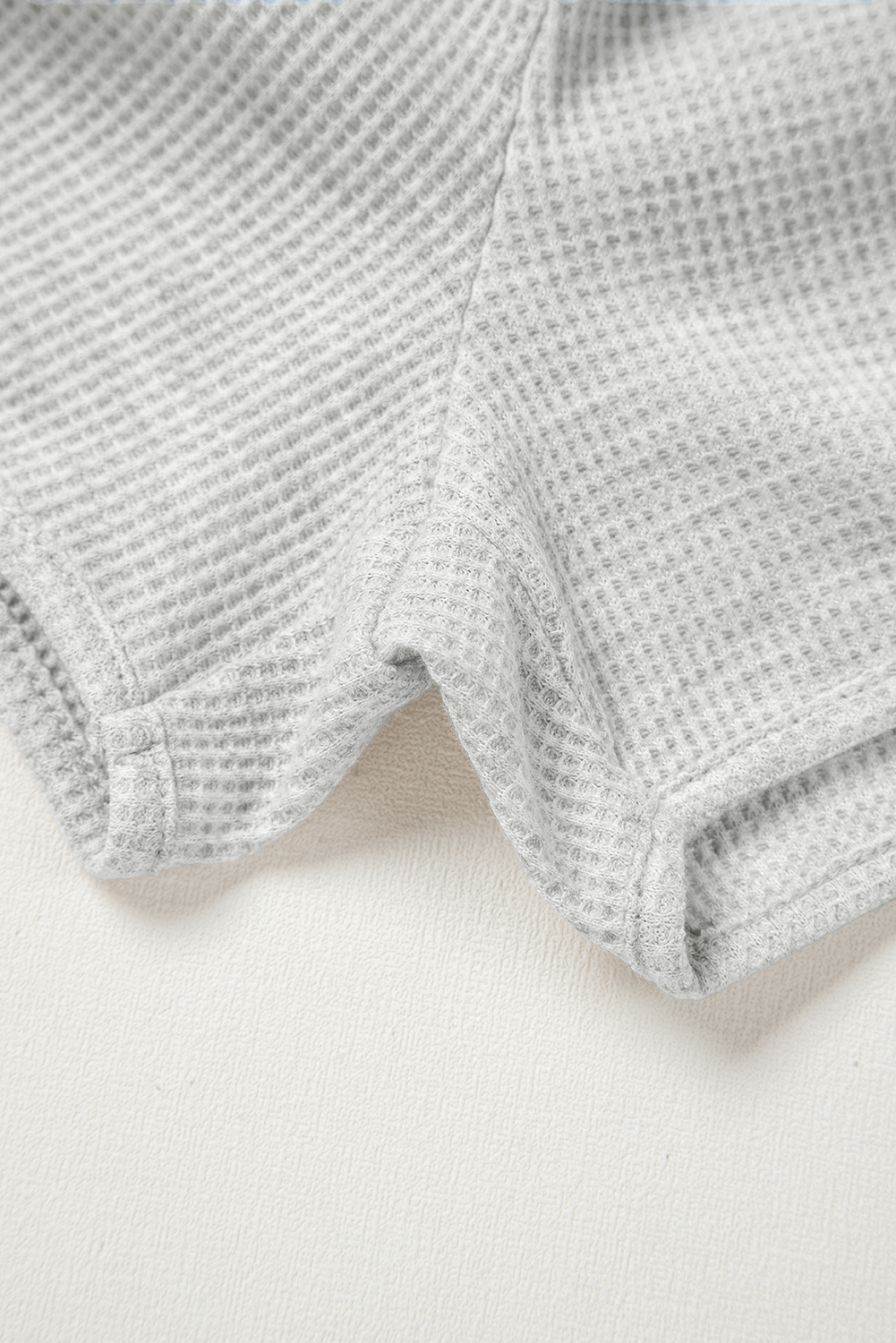 Light Grey Waffle Knit Sleeveless Buttoned Front Drawstring Elastic Waistband Romper