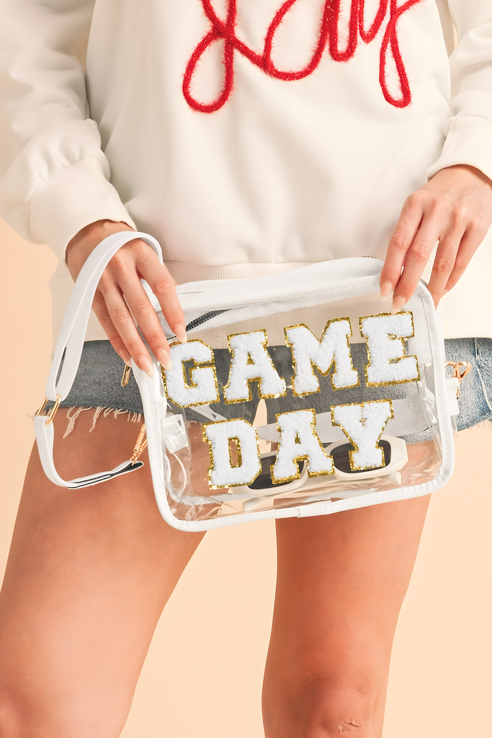 Black GAME DAY Rugby Football Clear Shoulder Bag