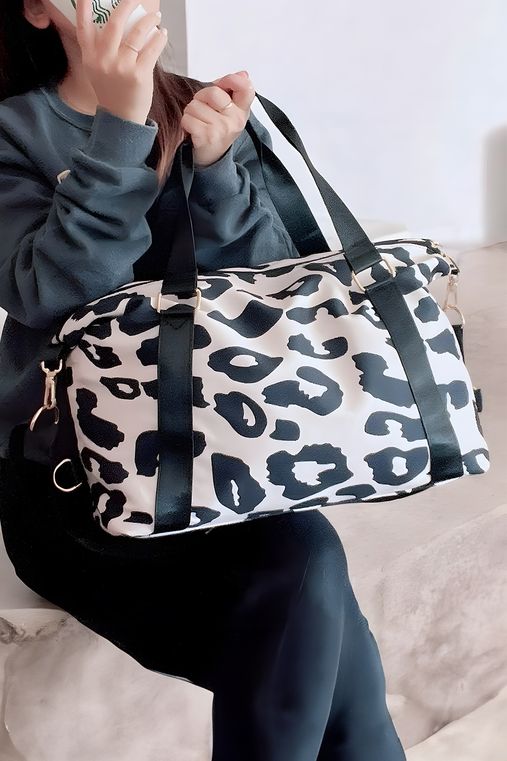Bright Pink Leopard Print Large Travel Bag