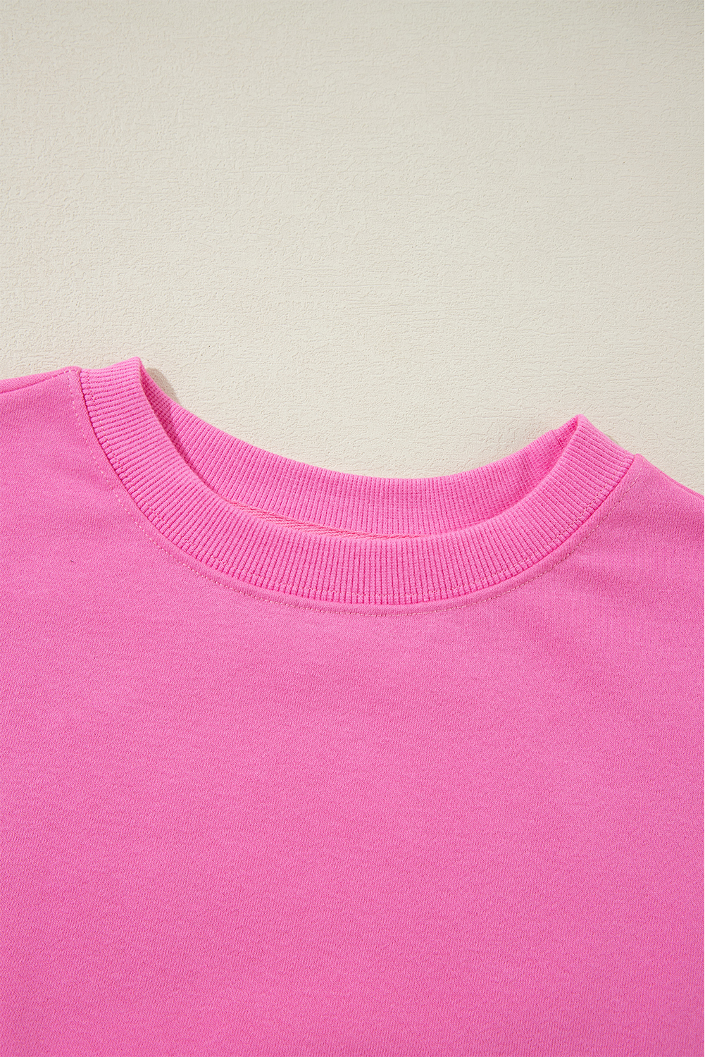 Navy Blue Plain Drop Shoulder Crewneck Pullover Sweatshirt