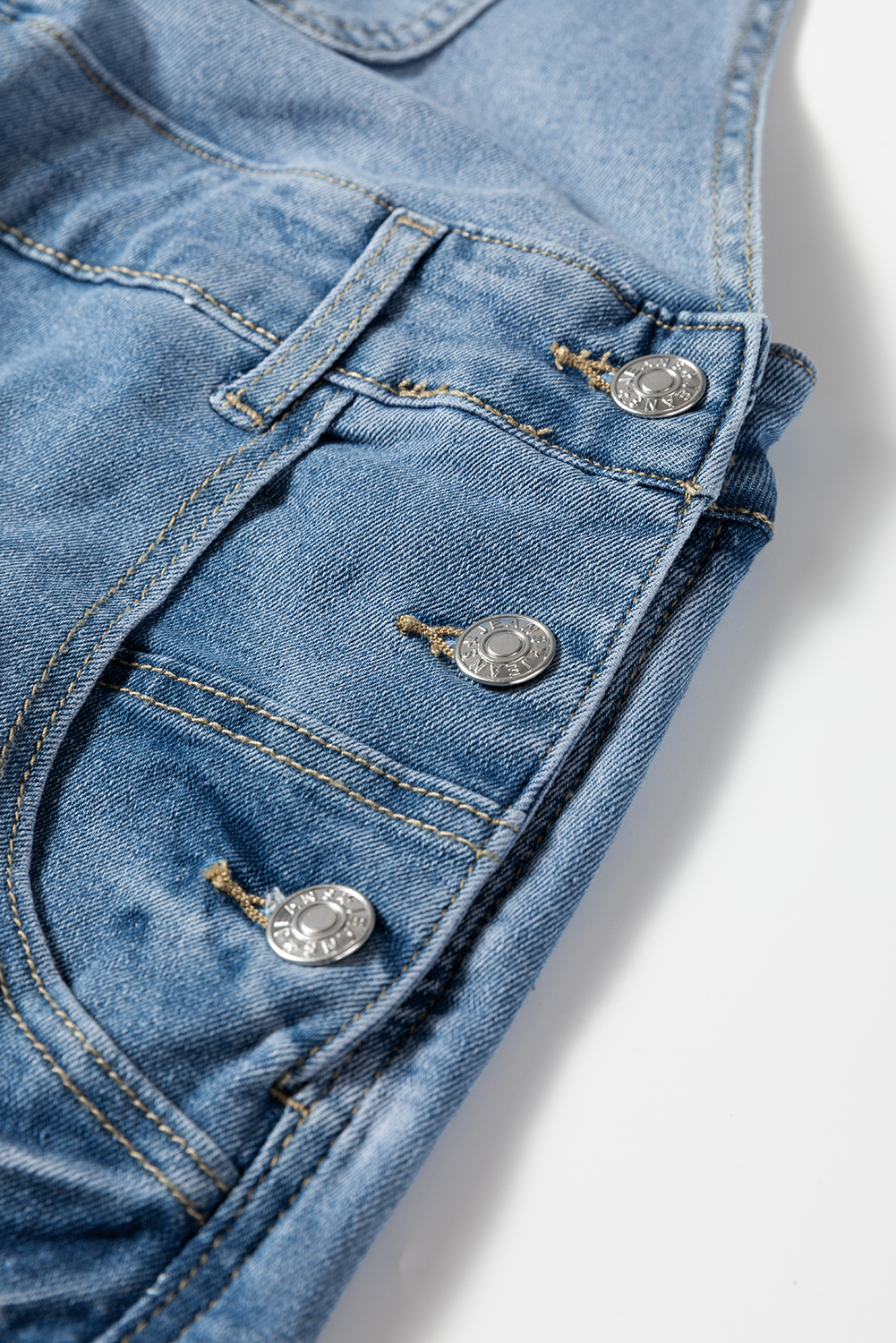 Dusk Blue Adjustable Buckle Barrel Denim Overalls