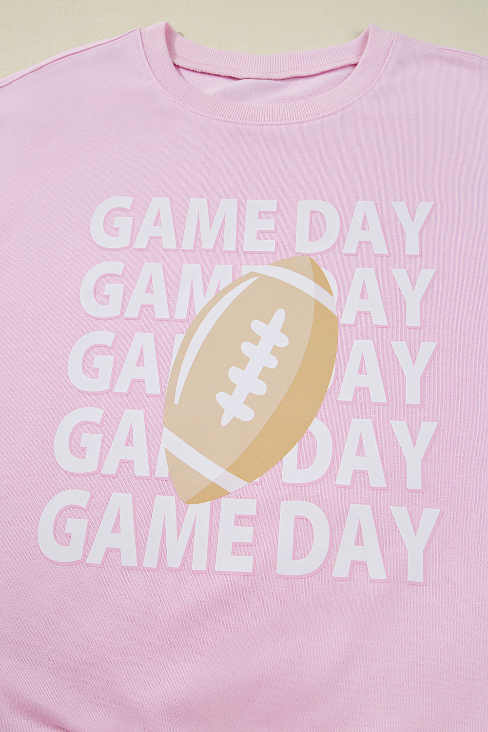 Pink GAME DAY Football Rugby Print Casual Sweatshirt