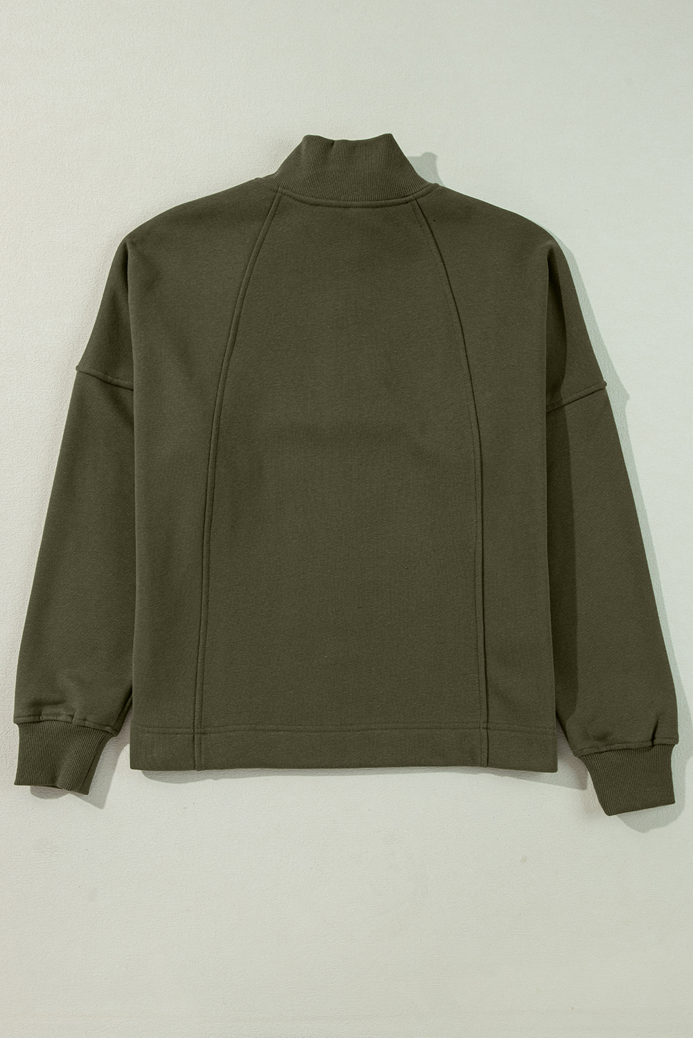 Fushia Zipped Neck Pullover Drop Shoulder Sweatshirt