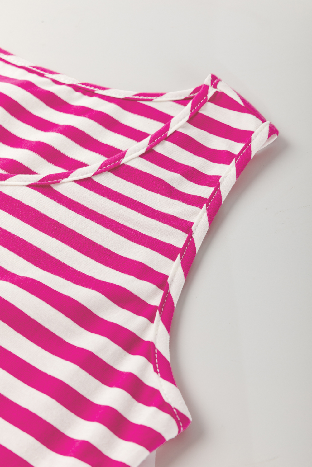 Black Stripe U Neck Sleeveless Loose Fit Mini Dress