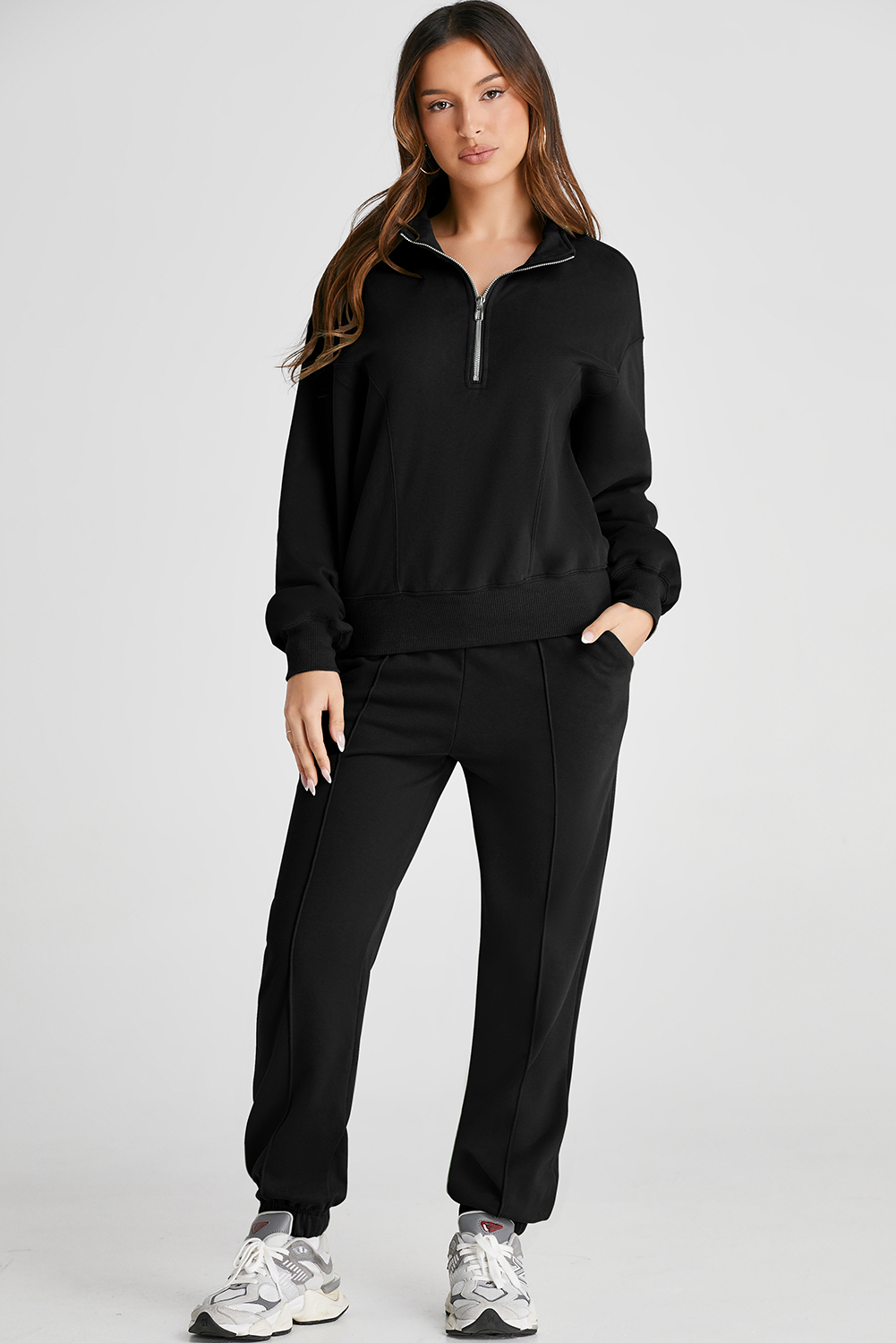 Vineyard Green Half Zip up Pullover Active Top and Joggers Set