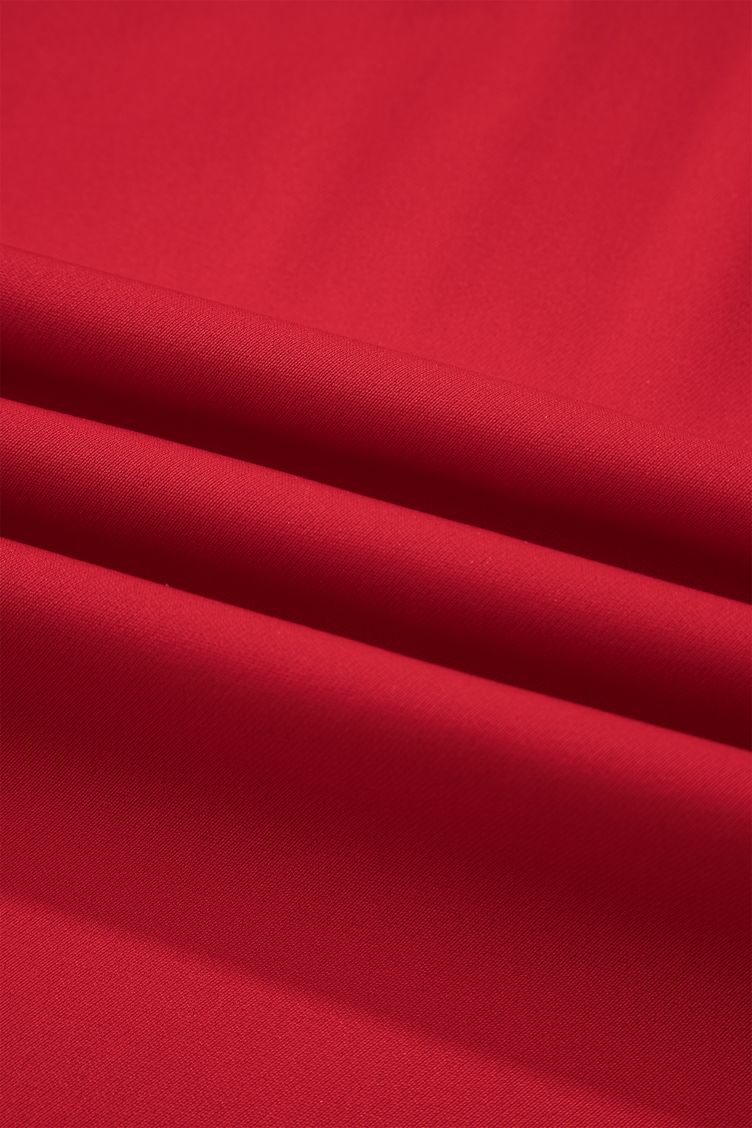 Fiery Red Pleated Detail Pull On High Elastic Waist Loose Straight Pants