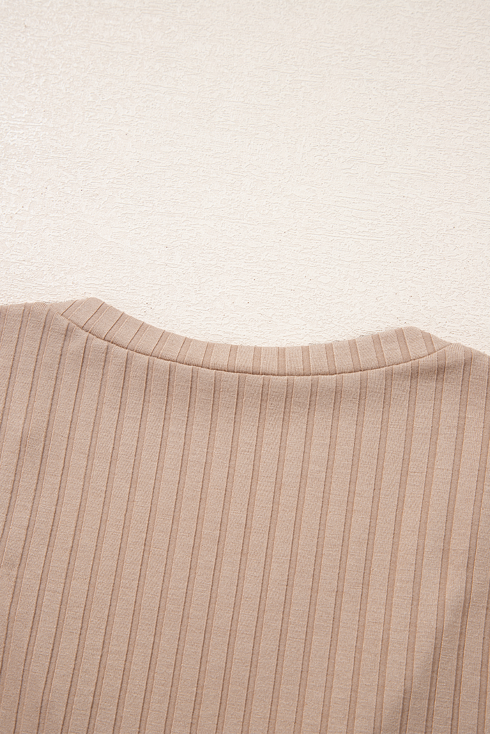 Strawberry Pink Ribbed Knit V Neck Long Sleeve Slim Fit Top