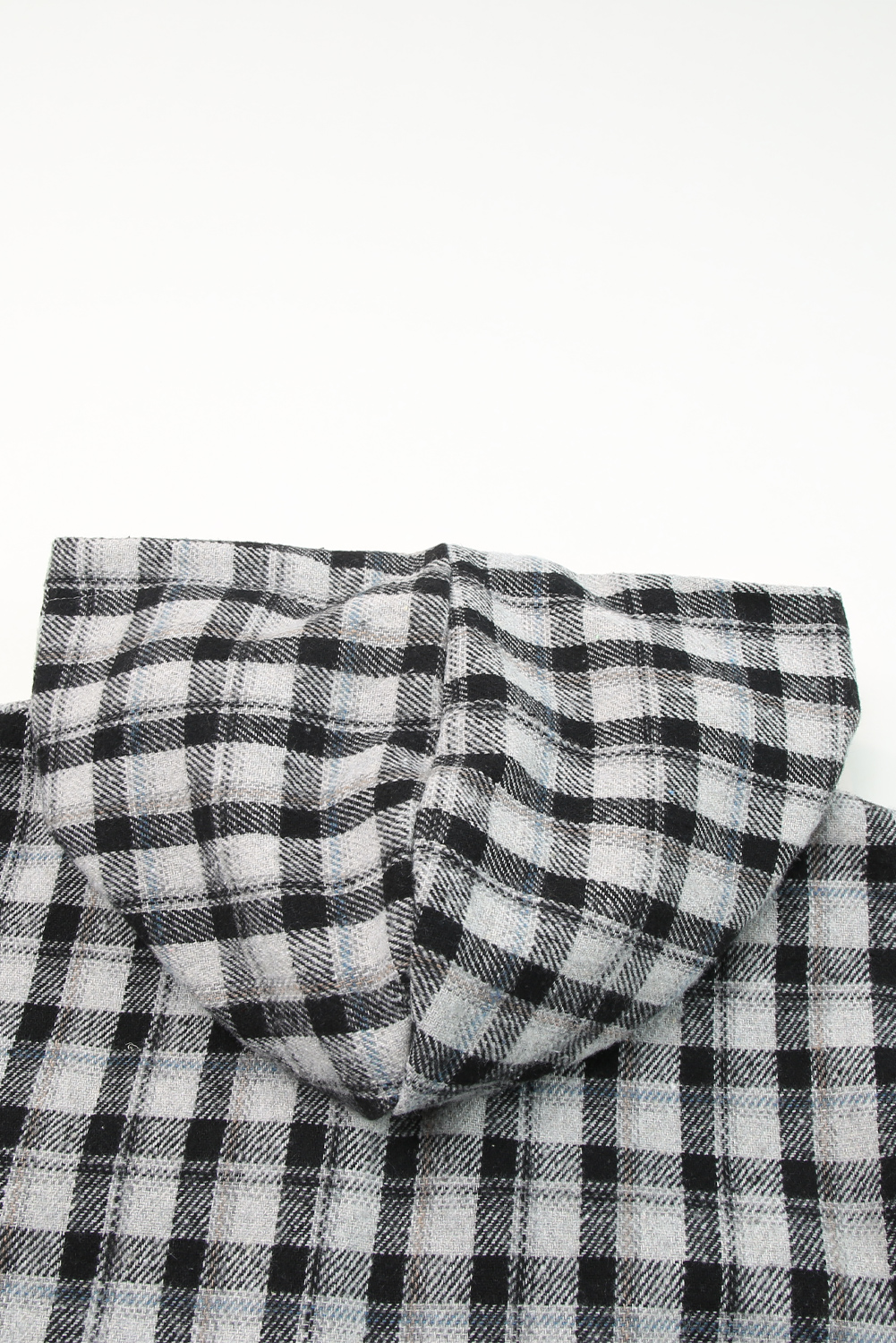 Black Plaid Pattern Sherpa Lined Hooded Shacket