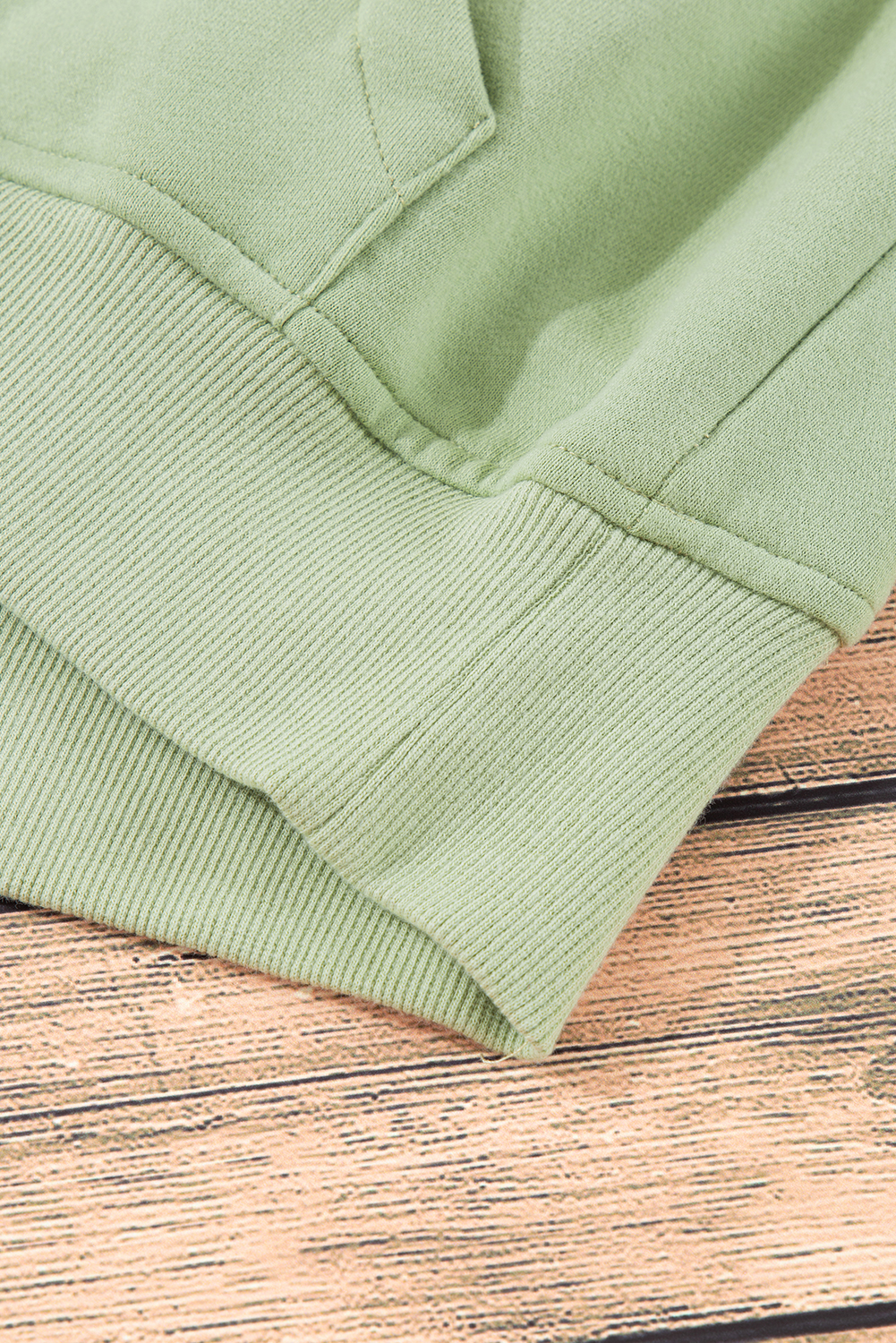 Smoke Green Fleece Lined Zip Up Stand Collar Thumbhole Sleeve Sweatshirt
