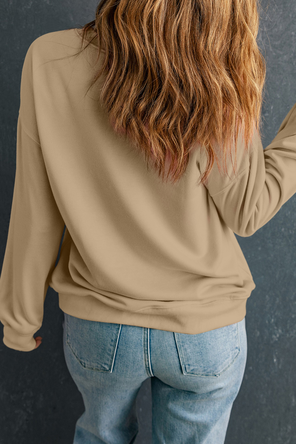 Khaki Sequin Thanksgiving Turkey Graphic Baggy Sweatshirt