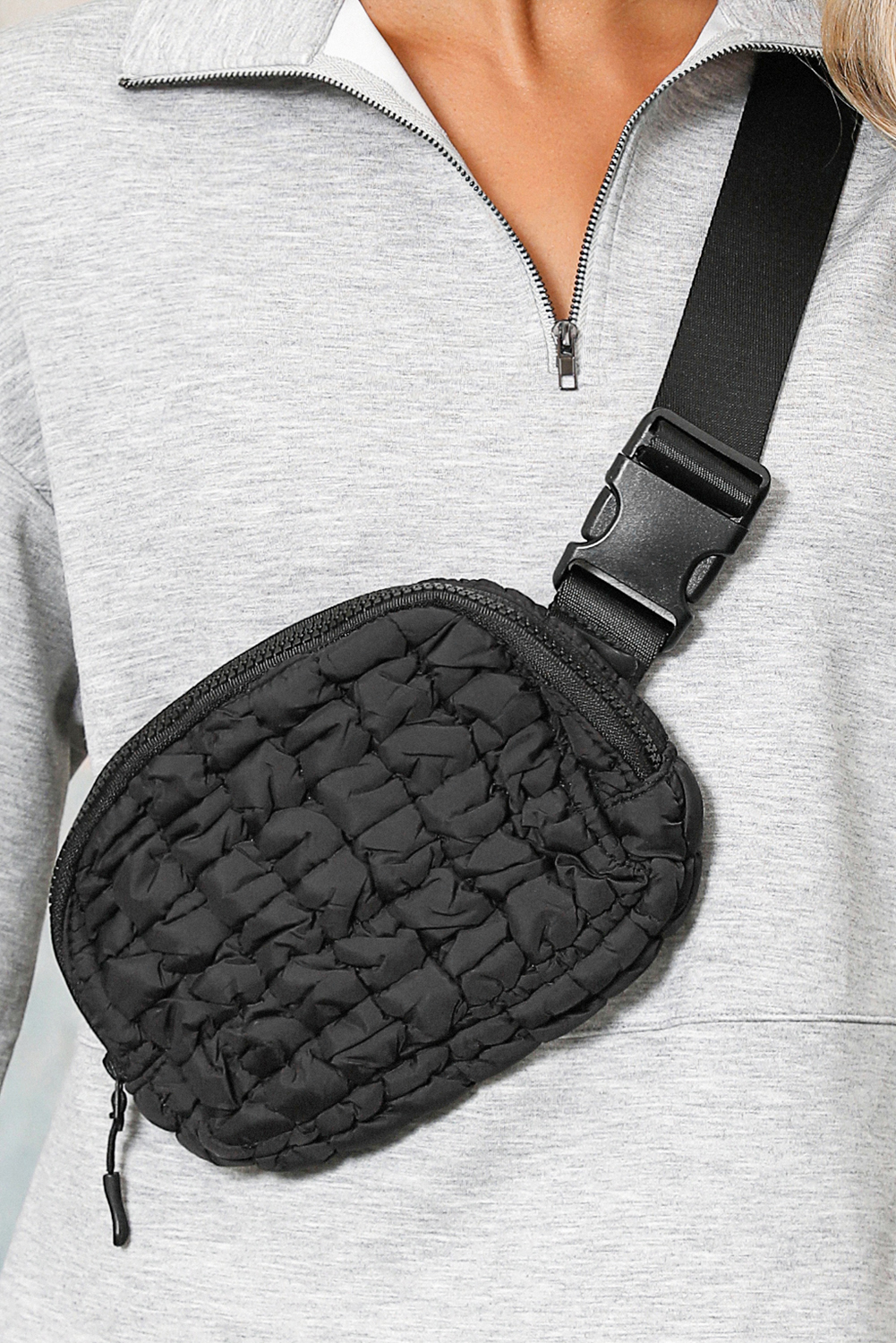White Quilted Puffer Belt Bag Fanny Pack