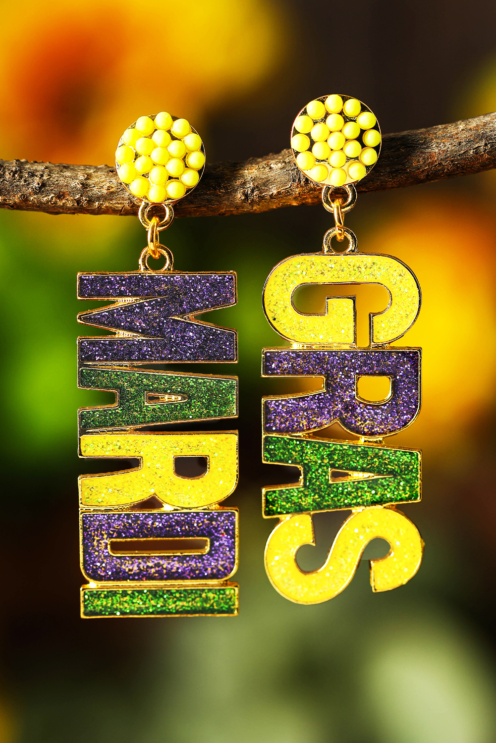 Purple Mardi Gras Shimmer Heart Earrings