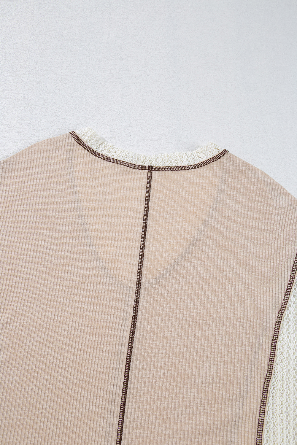 Grass Green Crochet Detail Exposed Seam High Low Loose Top