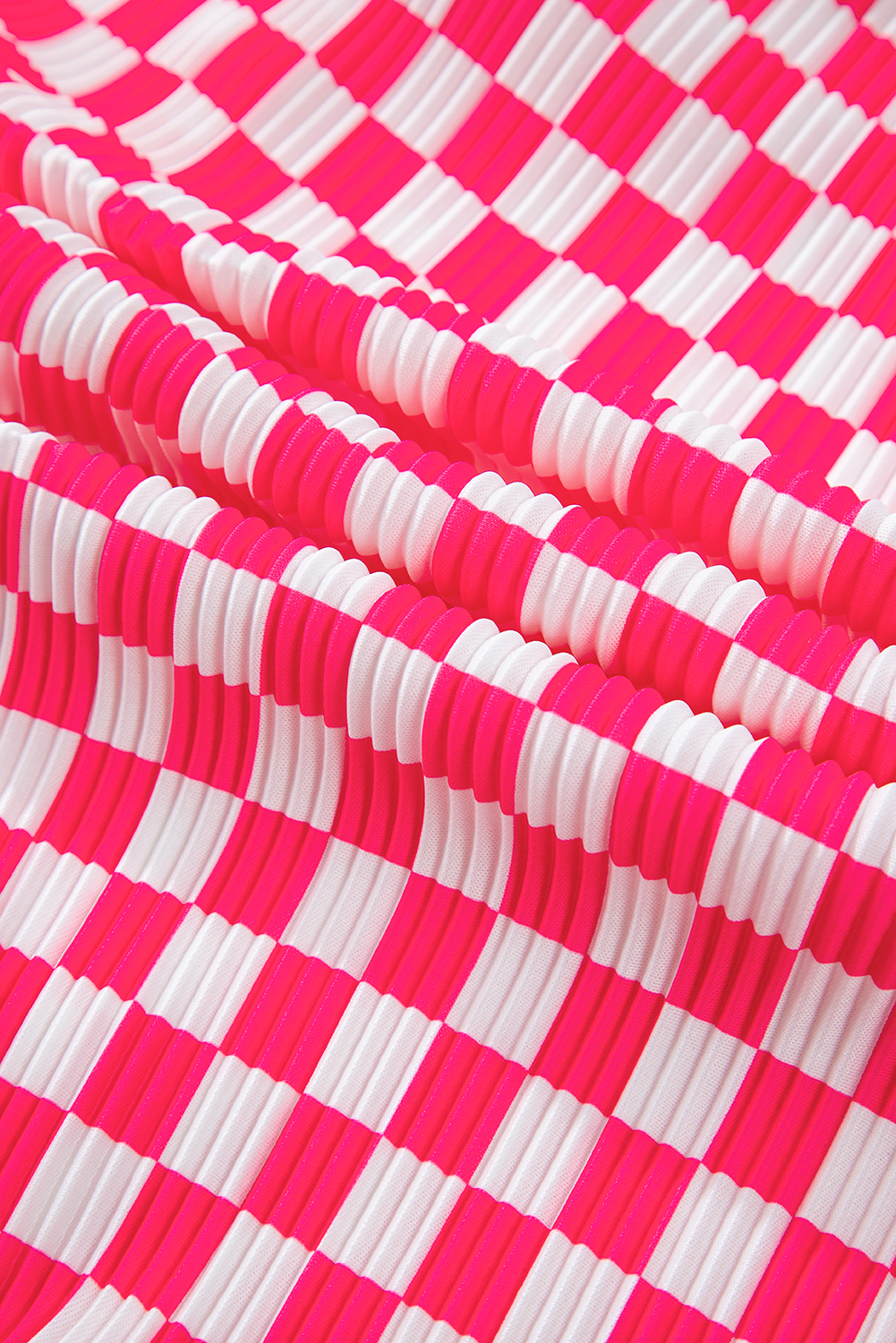 Pink Checkered Buttoned Shirt and High Waist Pants Pajama Set