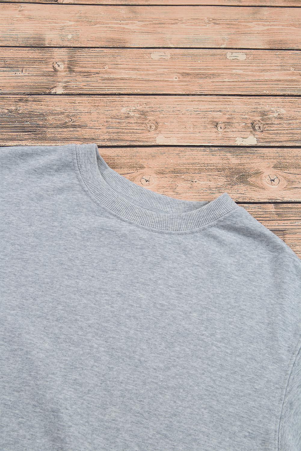 Navy Blue Plain Drop Shoulder Crewneck Pullover Sweatshirt