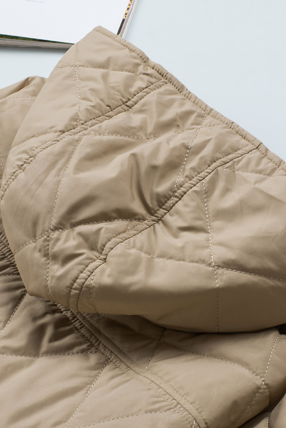 Green Quilted Snap Button Hooded Puffer Coat
