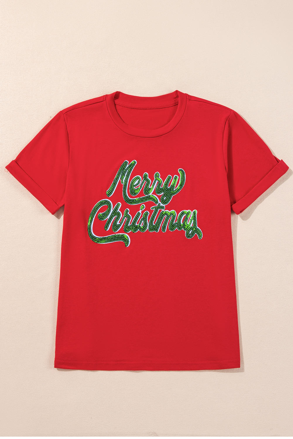 Red Merry Christmas Graphic Crewneck T Shirt