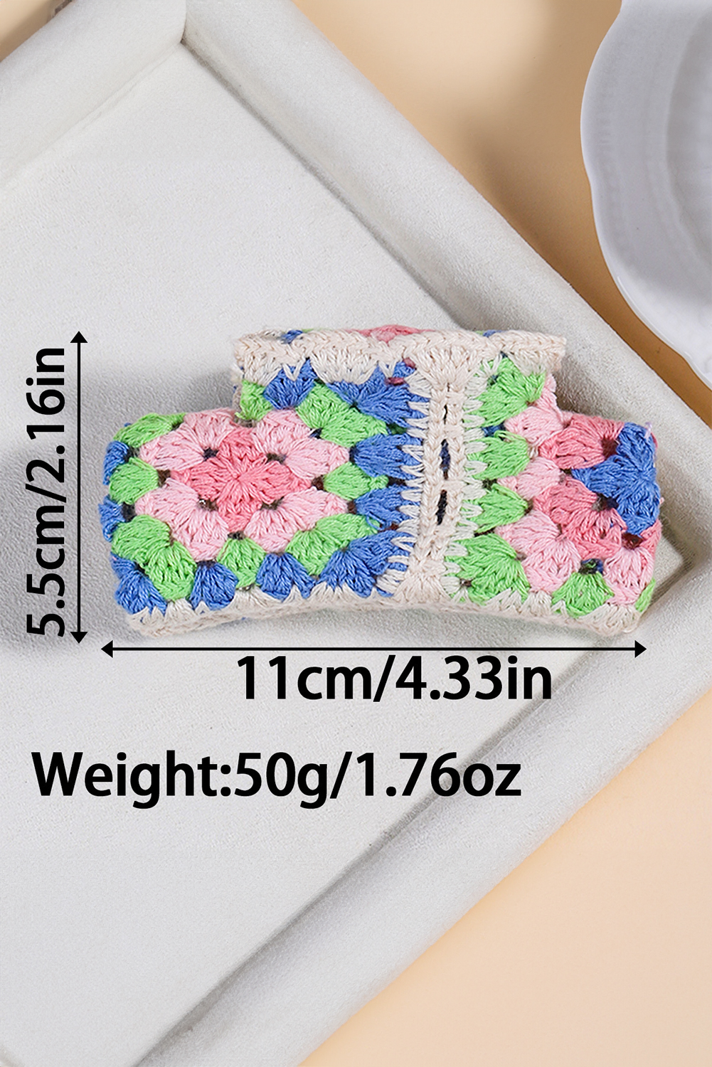 Dark Blue Flower Crochet Cover Hair Clawclip